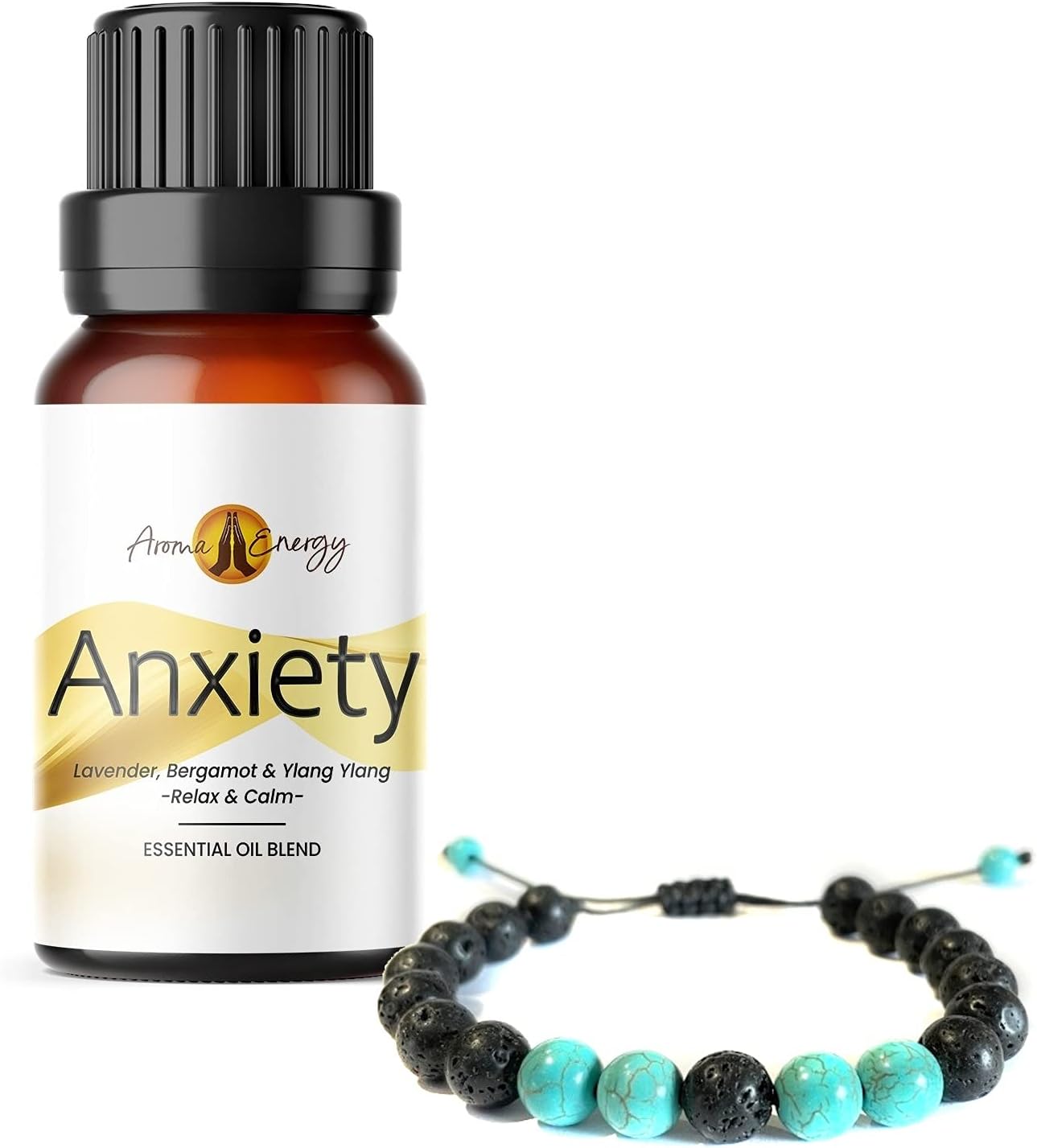 Anxiety Bracelet Gift Box Set - Anxiety Essential Oil Set - Aroma Energy