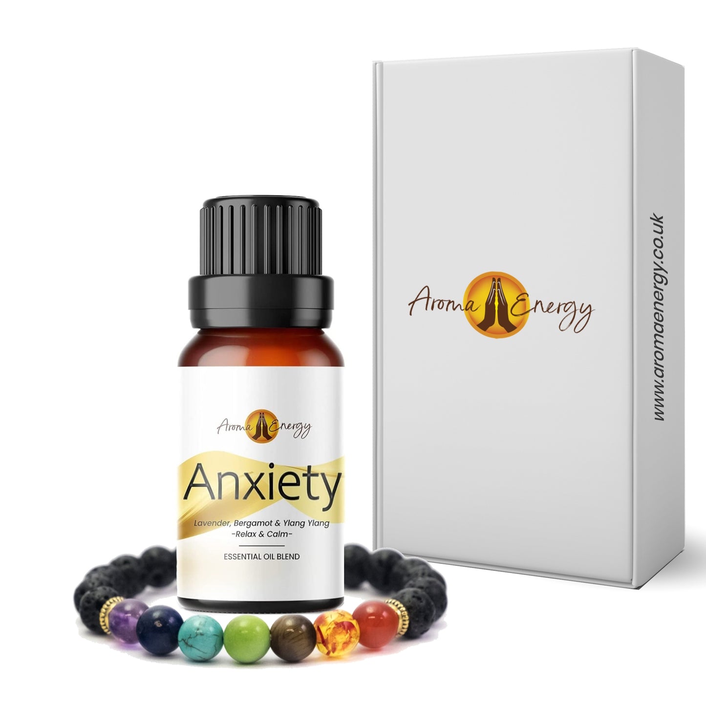 Anxiety Bracelet Gift Box Set - Anxiety Essential Oil Set - Aroma Energy