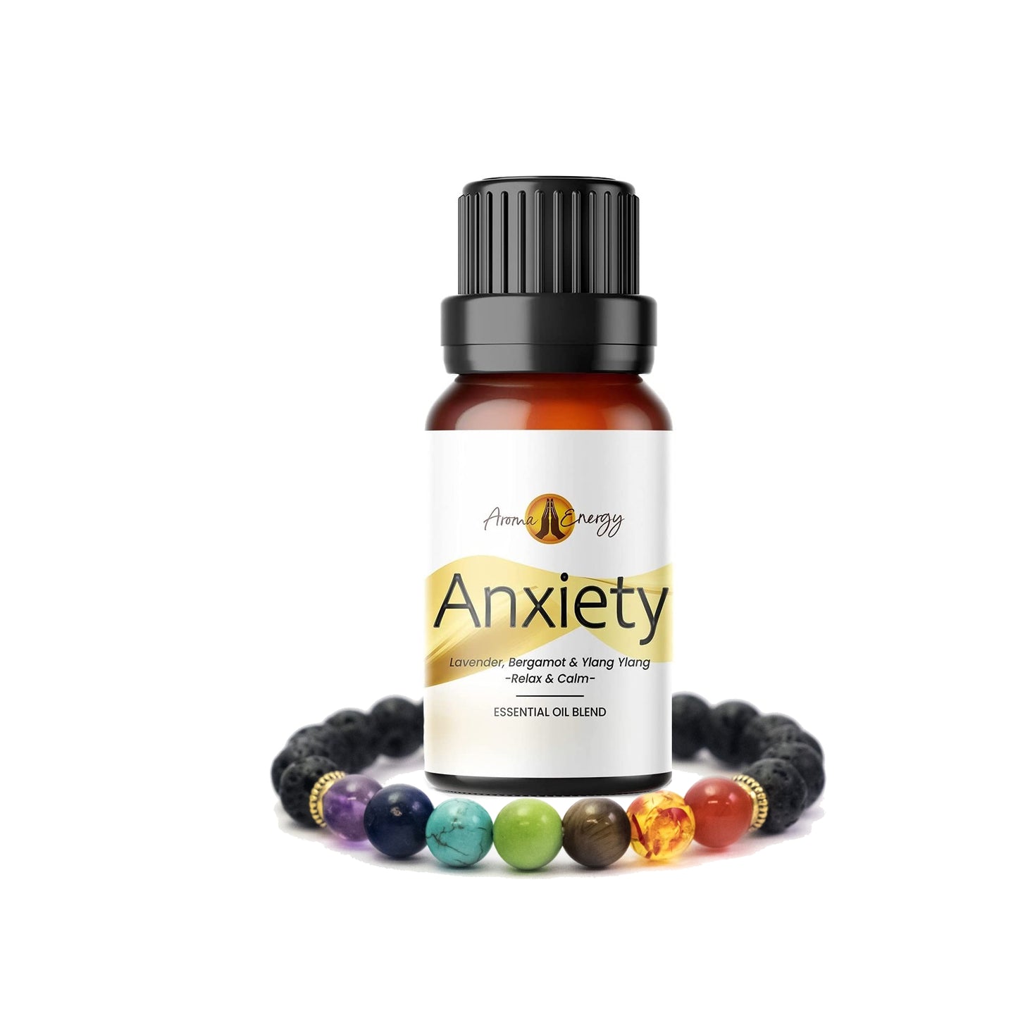 Lava Stone Diffuser Bracelet - Anxiety Essential Oil Set - Aroma Energy