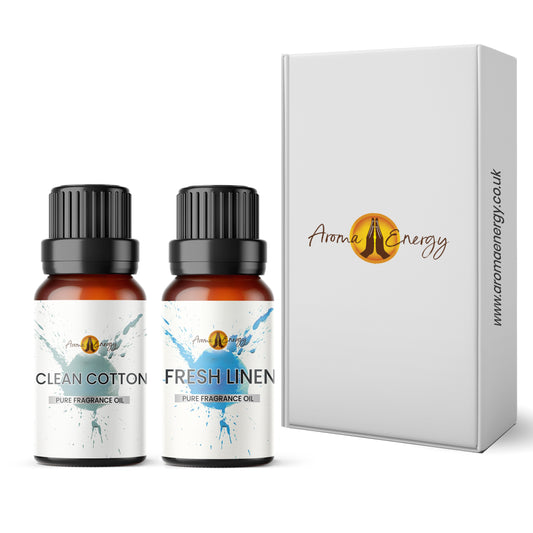 Clean Cotton & Fresh Linen Fragrance Oil Gift Box Set - Aroma Energy