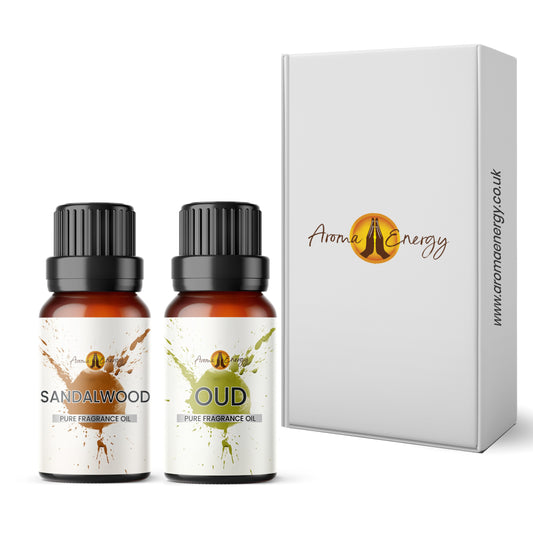 Sandalwood & Oud Fragrance Oil Gift Box Set - Aroma Energy