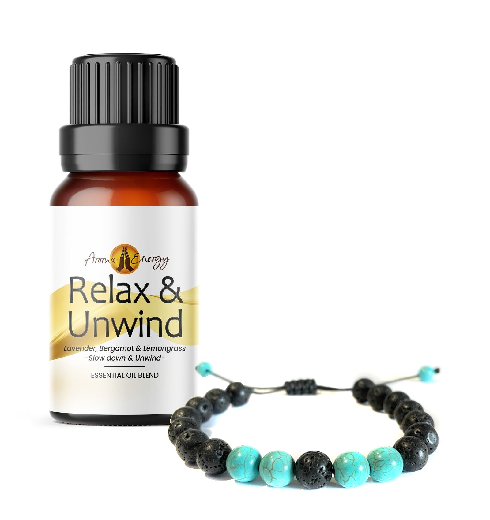 Lava Stone Diffuser Bracelet Relax Unwind Essential Oil Set
