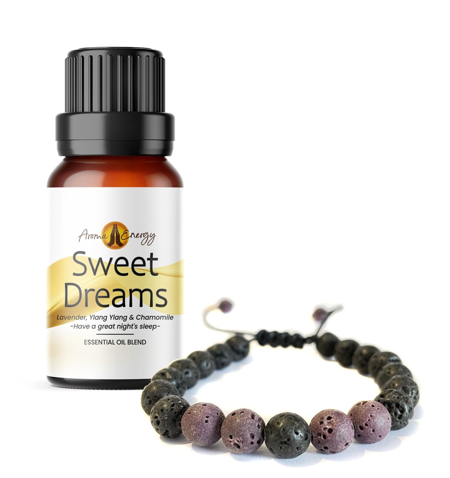 Lava Stone Diffuser Bracelet - Sweet Dreams Essential Oil Set - Aroma Energy