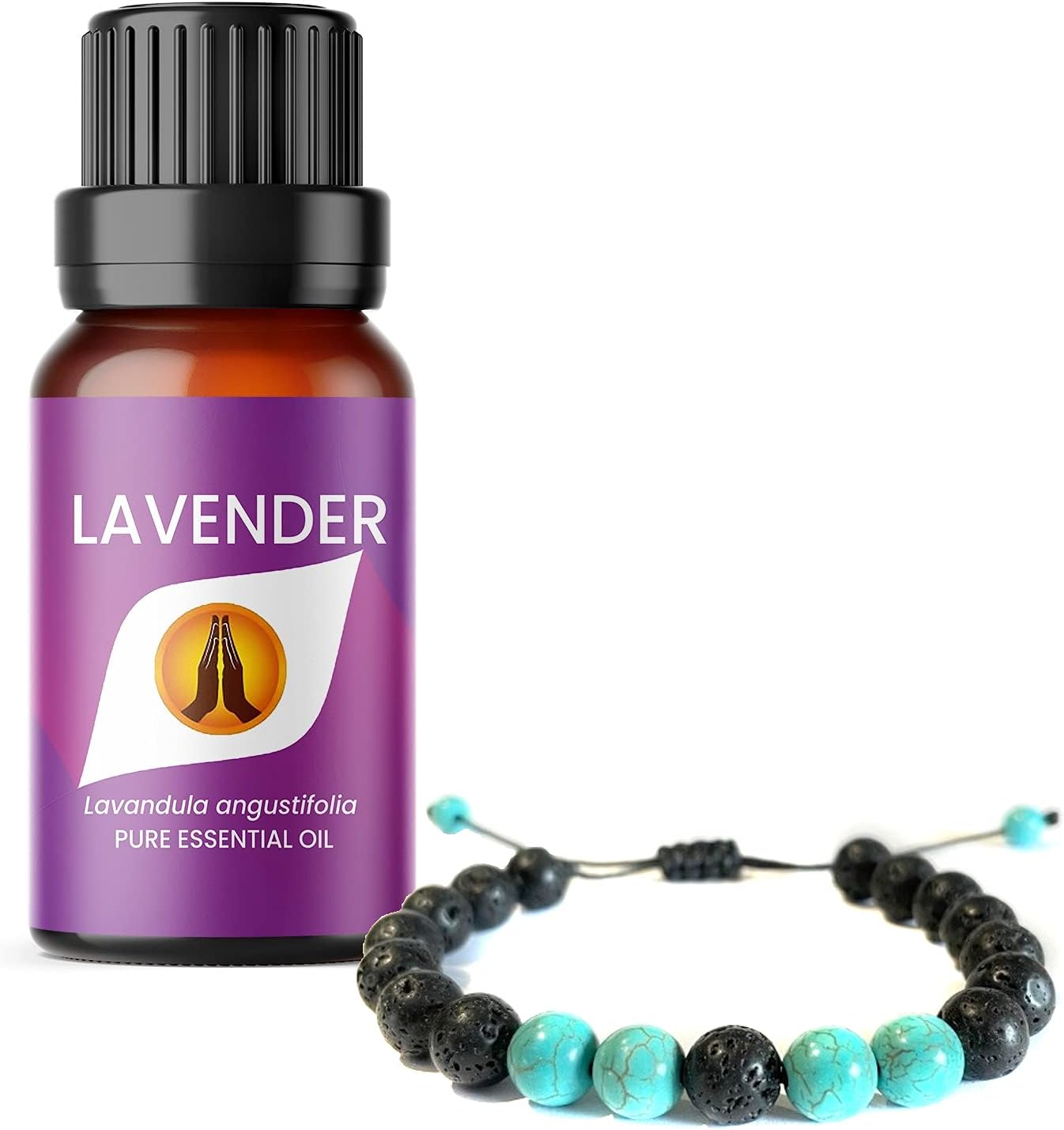Lava Stone Diffuser Bracelet - Lavender Essential Oil Set - Aroma Energy
