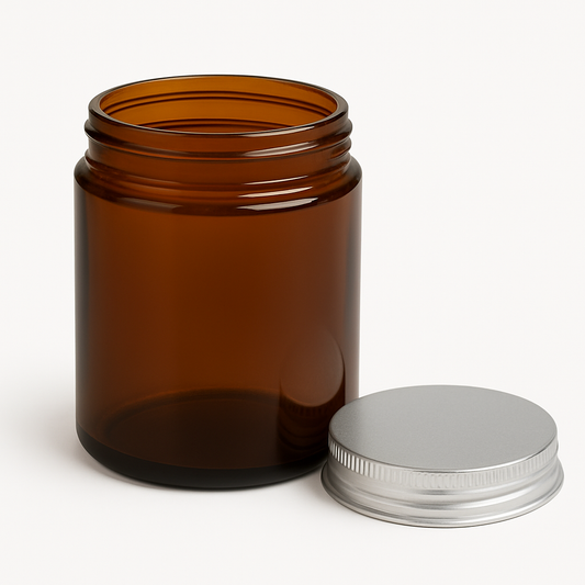 Pack of 42 – 80ml Amber Glass Jars with Aluminium Lids