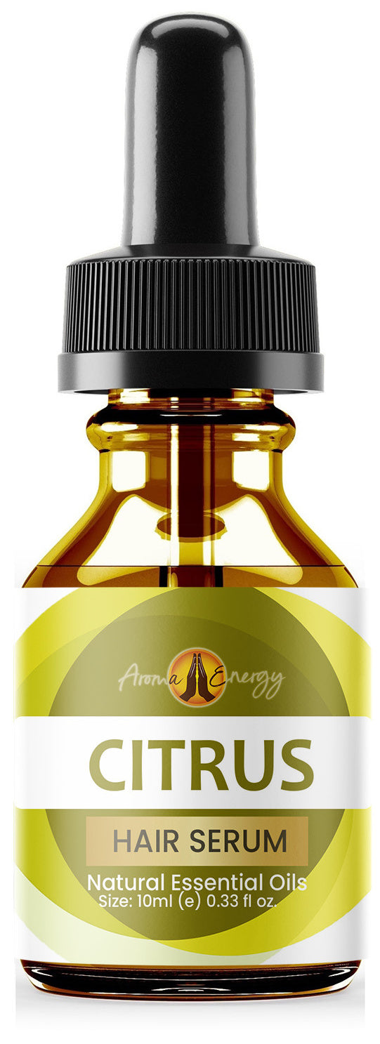 Essential Oil Hair Serum - Citrus - Contains Natural Lemongrass, Castor and Vitamin E Oils - Aroma Energy