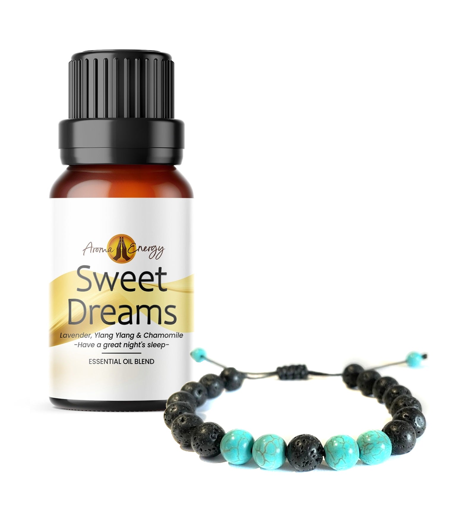 Lava Stone Diffuser Bracelet - Sweet Dreams Essential Oil Set - Aroma Energy