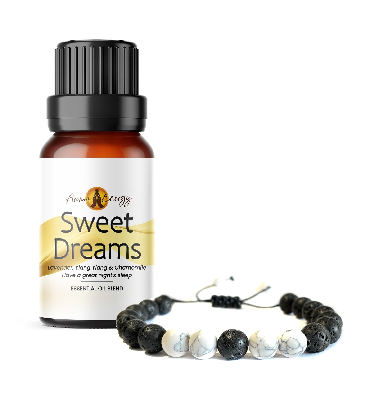 Lava Stone Diffuser Bracelet - Sweet Dreams Essential Oil Set - Aroma Energy