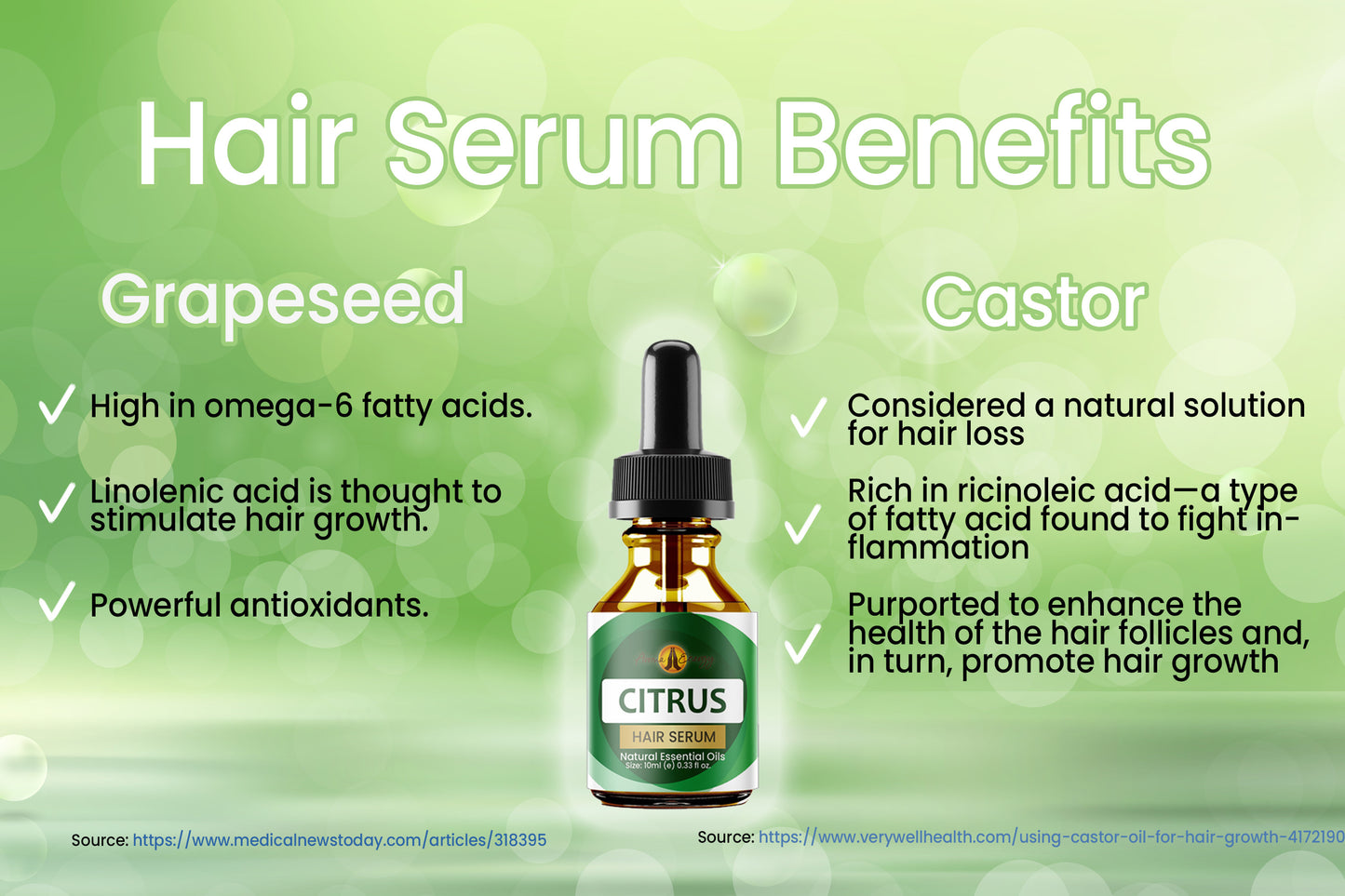 Essential Oil Hair Serum - Herbal - Contains Natural Rosemary, Castor and Vitamin E Oils - Aroma Energy